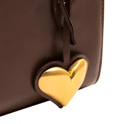 Bolsa Cecconello Feminina Brown Ouro Couro Pequena