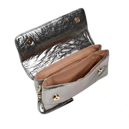 Bolsa Jorge Bischoff Clutch Feminina Matelassê Grafite Couro