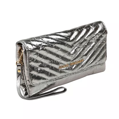 Bolsa Jorge Bischoff Clutch Feminina Matelassê Grafite Couro