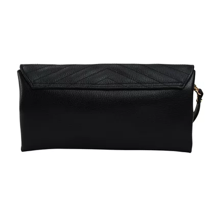 Bolsa Jorge Bischoff Clutch Feminina Matelassê Preto Couro
