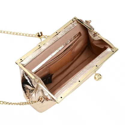 Bolsa Jorge Bischoff Clutch Feminina Ouro Couro - Pequena