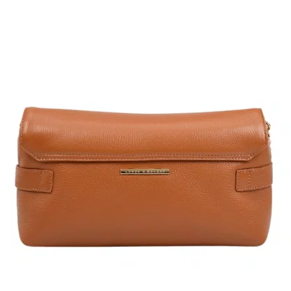 Bolsa Jorge Bischoff Feminina Clutch Amendoa Couro