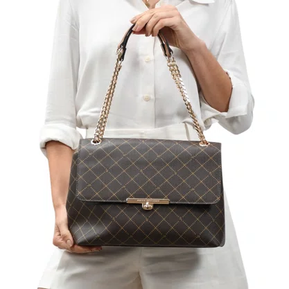 Bolsa Jorge Bischoff Feminina De Ombro Marrom Monograma JB - Grande 