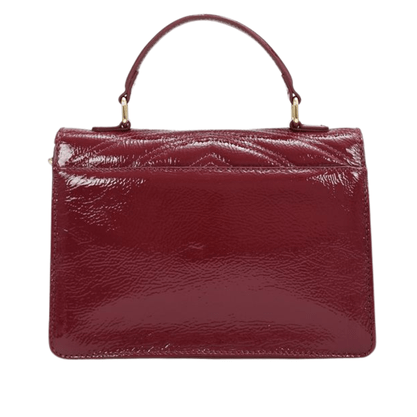 Bolsa Jorge Bischoff Feminina De Ombro Vinho Couro Verniz