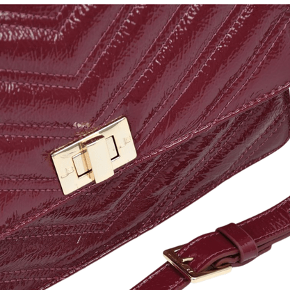 Bolsa Jorge Bischoff Feminina De Ombro Vinho Couro Verniz