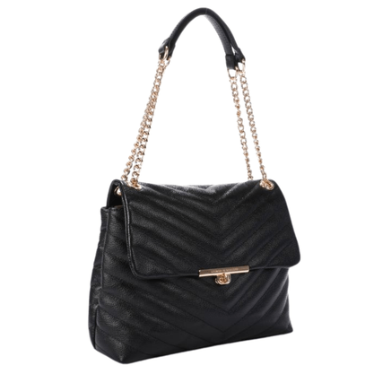 Bolsa Jorge Bischoff Feminina Grande Metalassê Preta Couro