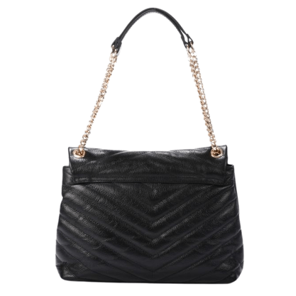 Bolsa Jorge Bischoff Feminina Grande Metalassê Preta Couro