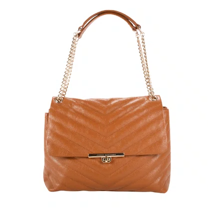 Bolsa Jorge Bischoff Feminina Matelassê Caramelo Couro