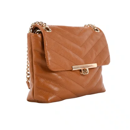 Bolsa Jorge Bischoff Feminina Matelassê Caramelo Couro - Pequena