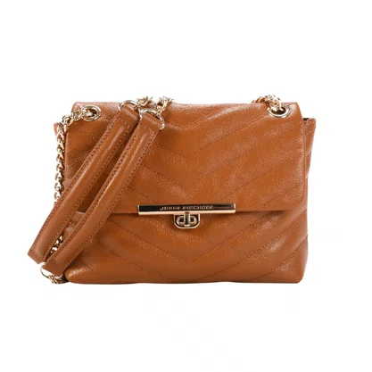 Bolsa Jorge Bischoff Feminina Matelassê Caramelo Couro - Pequena