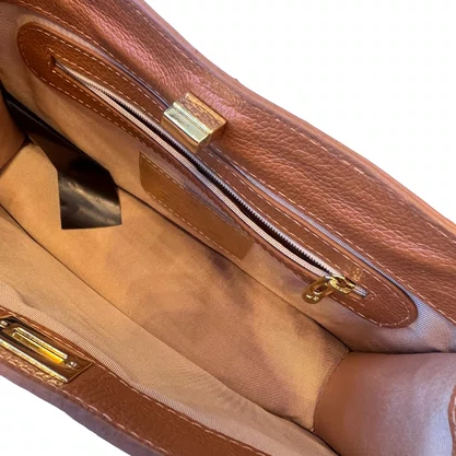 Bolsa Jorge Bischoff Feminina Ráfia Natural Couro - Pequena