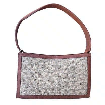 Bolsa Jorge Bischoff Feminina Ráfia Natural Couro - Pequena
