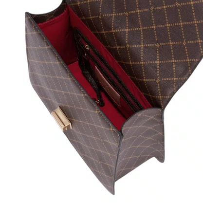 Bolsa Jorge Bischoff Feminina Satchel Monograma Marrom Couro