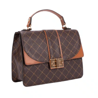 Bolsa Jorge Bischoff Feminina Satchel Monograma Marrom Couro