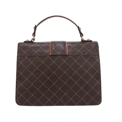Bolsa Jorge Bischoff Feminina Satchel Monograma Marrom Couro