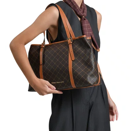 Bolsa Jorge Bischoff Feminina Shopping Marrom Monograma Jb