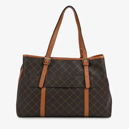 Bolsa Jorge Bischoff Feminina Shopping Marrom Monograma Jb
