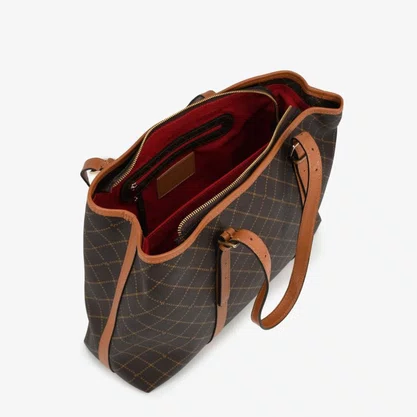 Bolsa Jorge Bischoff Feminina Shopping Marrom Monograma Jb