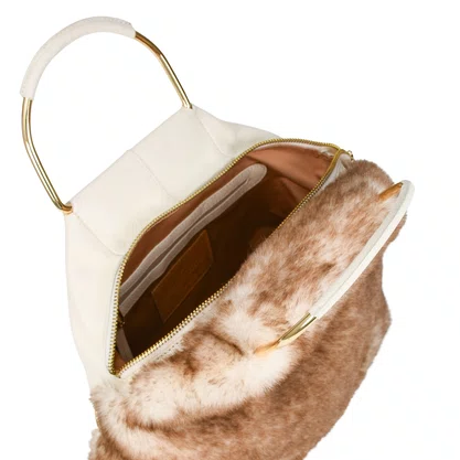 Bolsa Jorge Bischoff Feminina Transversal Natural Pêlo Couro