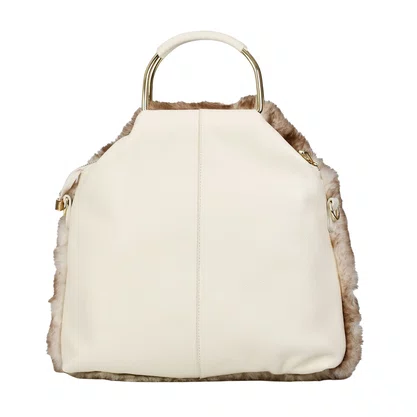 Bolsa Jorge Bischoff Feminina Transversal Natural Pêlo Couro