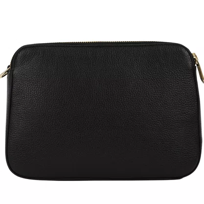 Bolsa Jorge Bischoff Feminina Tranversal Preto Couro