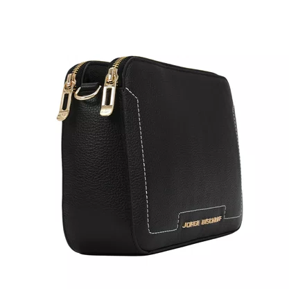 Bolsa Jorge Bischoff Feminina Tranversal Preto Couro