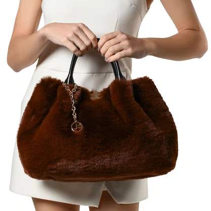 Bolsa Jorge Bischoff Tote Feminina Dark Run Pêlo Couro 