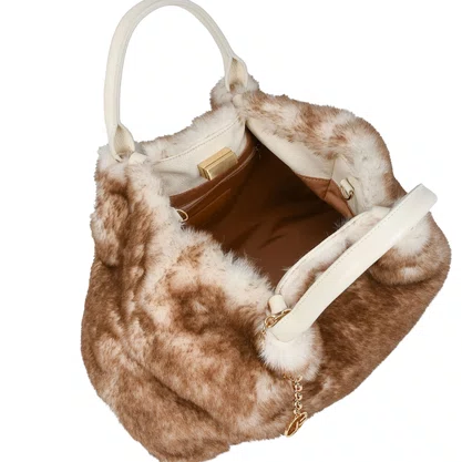Bolsa Jorge Bischoff Tote Feminina Natural Pêlo Couro 