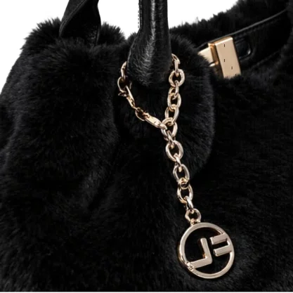 Bolsa Jorge Bischoff Tote Feminina Preto Pêlo Couro 