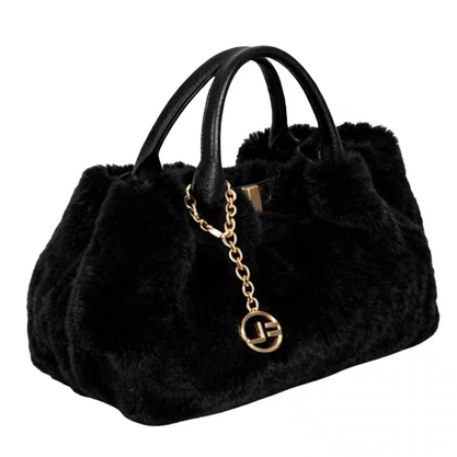 Bolsa Jorge Bischoff Tote Feminina Preto Pêlo Couro 