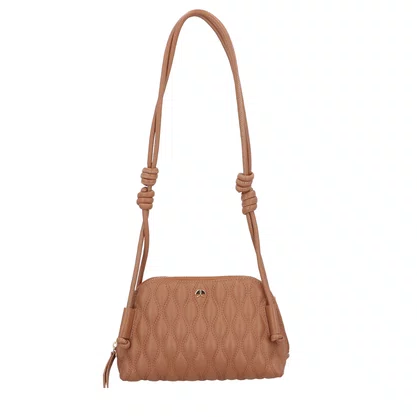 Bolsa Luiza Barcelos Feminina Matelassê Caramelo Couro - Pequena