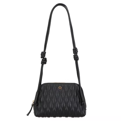 Bolsa Luiza Barcelos Feminina Matelassê Preto Couro - Pequena