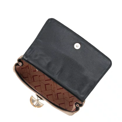 Bolsa Luiza Barcelos Femina Fendi Preto Couro Camurça Média