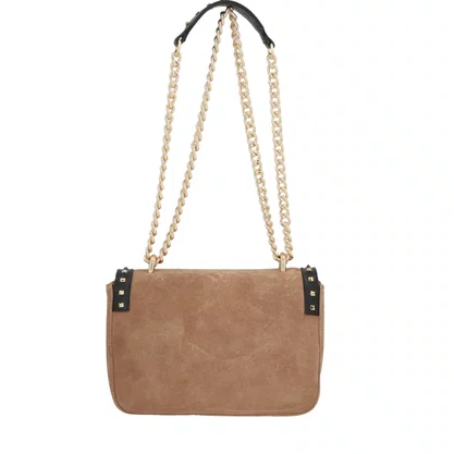 Bolsa Luiza Barcelos Femina Fendi Preto Couro Camurça Média