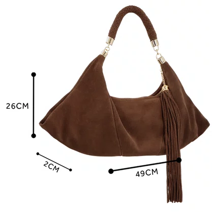 Bolsa Luiza Barcelos Feminina Alça Tramada Café Couro Camurça - Grande