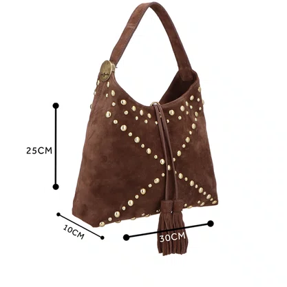 Bolsa Luiza Barcelos Feminina Café Camurça - Média 