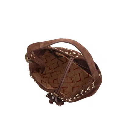 Bolsa Luiza Barcelos Feminina Café Camurça - Média 