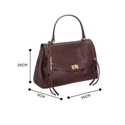 Bolsa Luiza Barcelos Feminina Café Couro - Média