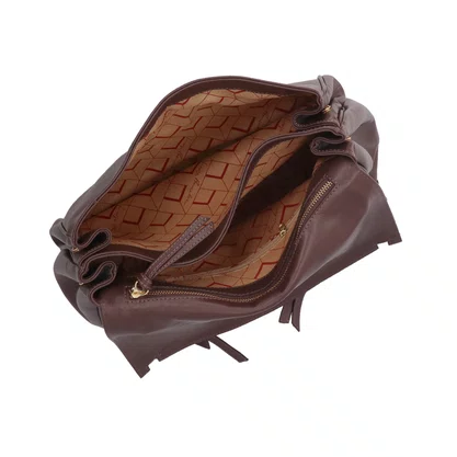 Bolsa Luiza Barcelos Feminina Café Couro - Média
