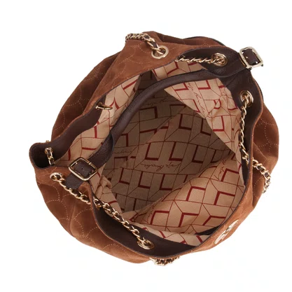 Bolsa Luiza Barcelos Feminina Caramelo Coffee Couro Camurça - Grande