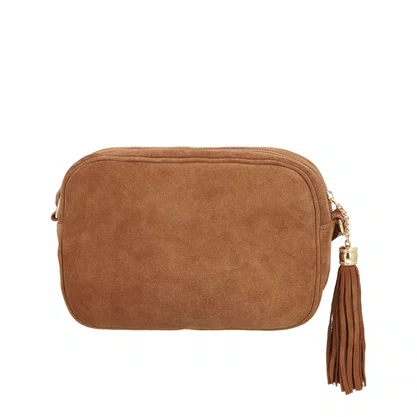 Bolsa Luiza Barcelos Feminina Caramelo Couro Camurça - Pequena 