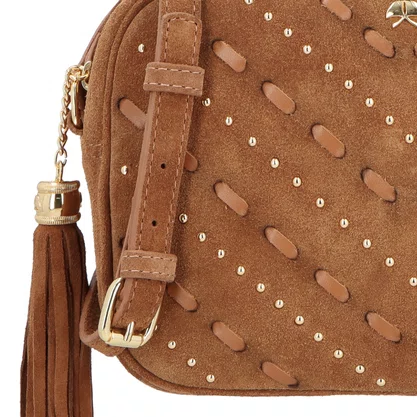 Bolsa Luiza Barcelos Feminina Caramelo Couro Camurça - Pequena 