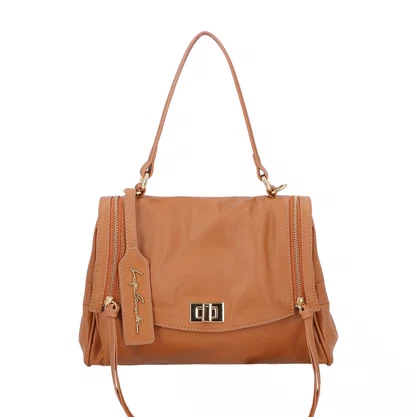 Bolsa Luiza Barcelos Feminina Caramelo Couro - Pequena