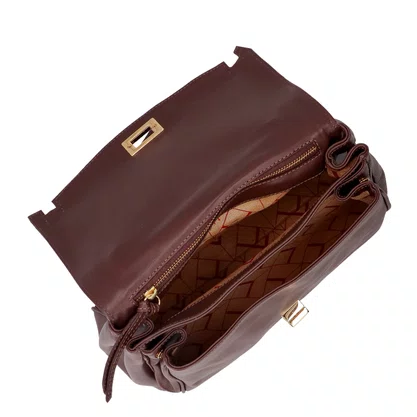 Bolsa Luiza Barcelos Feminina Coffee Couro - Pequena