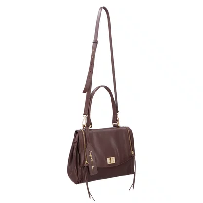 Bolsa Luiza Barcelos Feminina Coffee Couro - Pequena