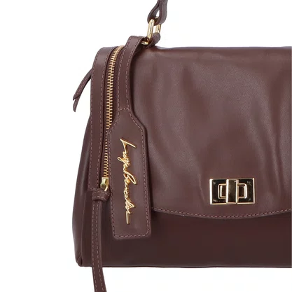 Bolsa Luiza Barcelos Feminina Coffee Couro - Pequena