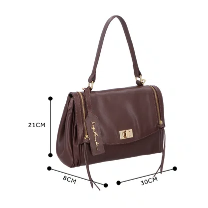 Bolsa Luiza Barcelos Feminina Coffee Couro - Pequena