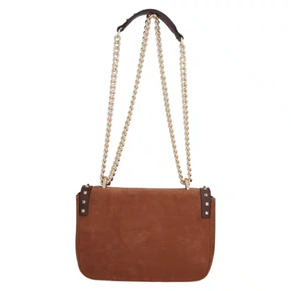 Bolsa Luiza Barcelos Femina Fendi Caramelo Coffee Couro Camurça Média