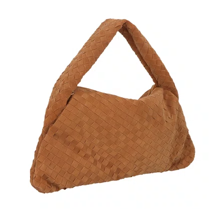 Bolsa Luiza Barcelos Feminina hobo Tressê Caramelo Couro Camurça