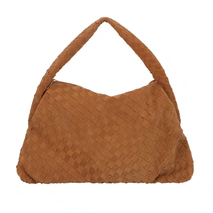 Bolsa Luiza Barcelos Feminina hobo Tressê Caramelo Couro Camurça